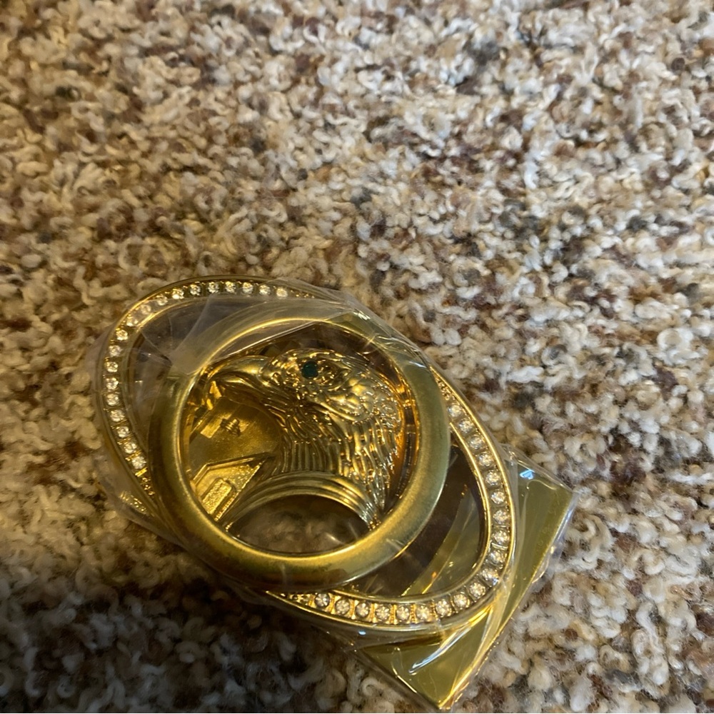 Gold Barry Wang belt buckle with Crystal Accents
